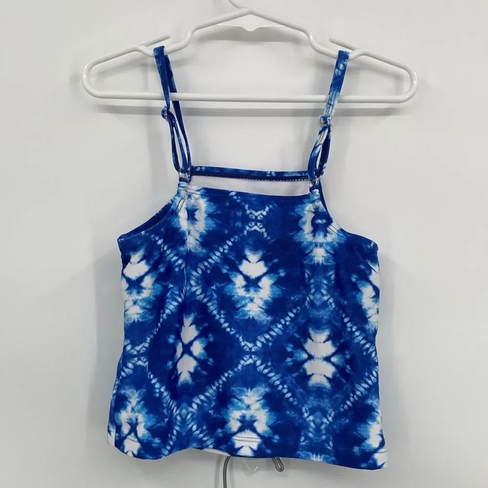 Dolphin Love Two Piece Swimsuit Blue Tie Dye Cropped Top Bikini Bottom girls 5